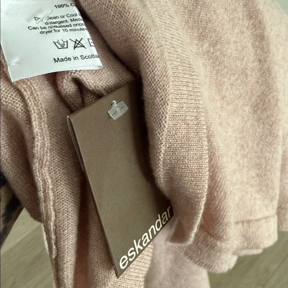 Eskandar women’s Cashmere Side Paneled Button down Cardigan O/S pink NWT